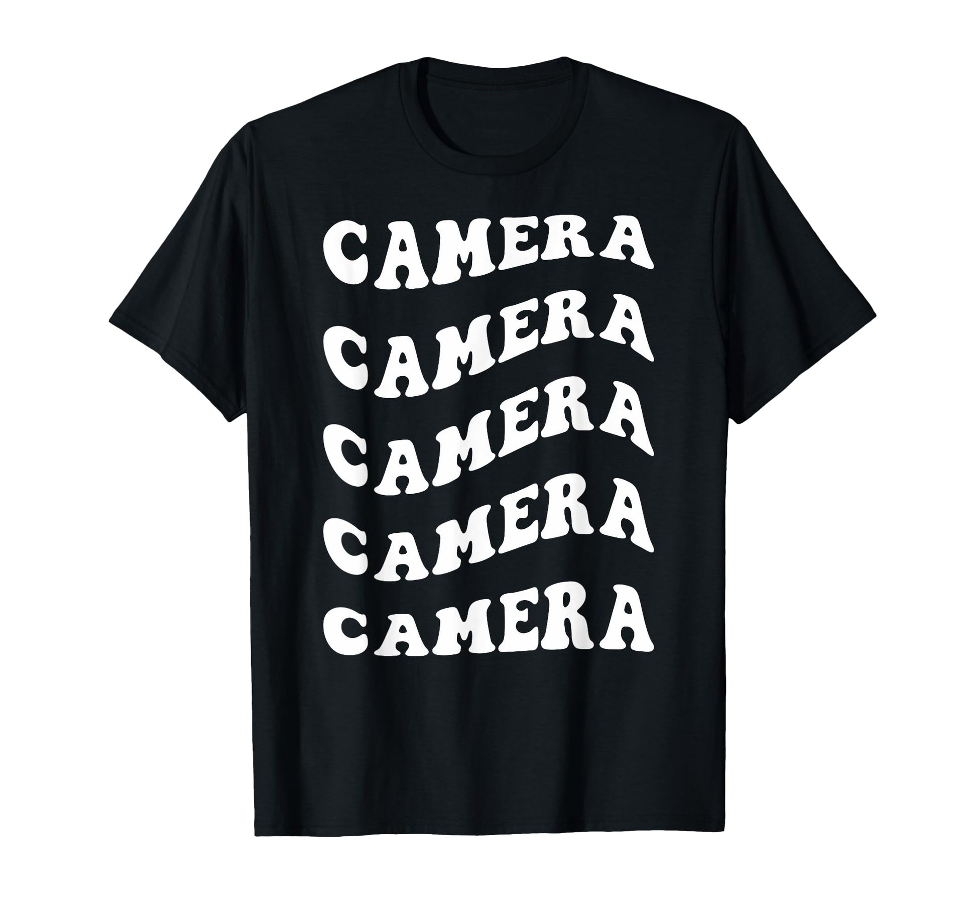 Camera Wavy Text T-Shirt - Unique Graphic Men Women - T-Shirt, Sweatshirt, Hoodie