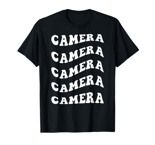 Camera Wavy Text T-Shirt - Unique Graphic Men Women - T-Shirt, Sweatshirt, Hoodie