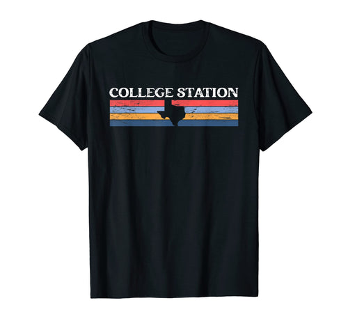 College Station Texas Tx Stripes State 70S T-Shirt - Novelty Apparel Unisex - T-Shirt, Sweatshirt, Hoodie