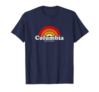 Columbia South Carolina Sc 70S Rainbow T-Shirt - Custom Art Print Unisex - T-Shirt, Sweatshirt, Hoodie