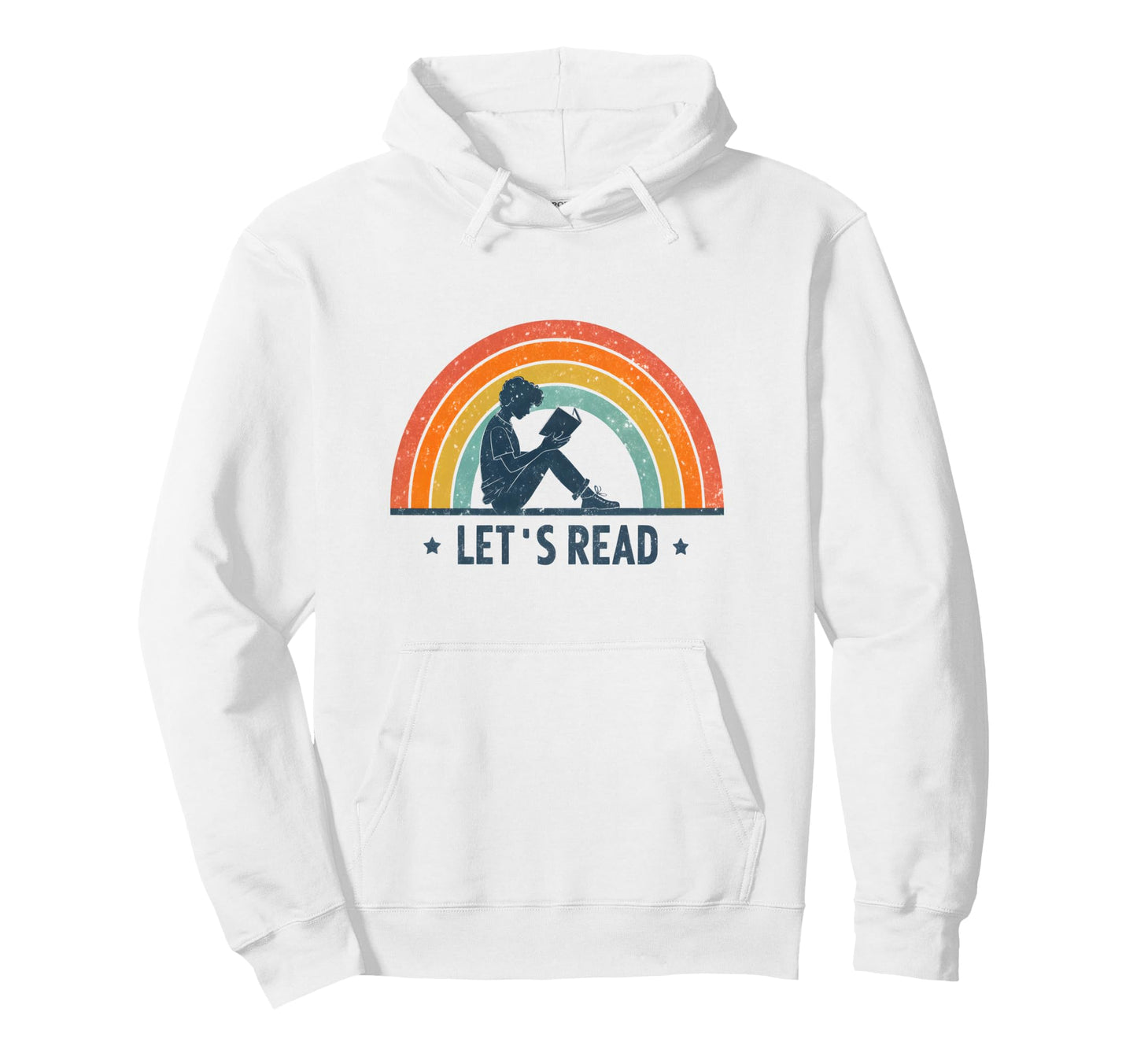 Lets Read Rainbow Distressed Book Hoodie - Casual Everyday Wear Men Women - T-Shirt, Sweatshirt, Hoodie