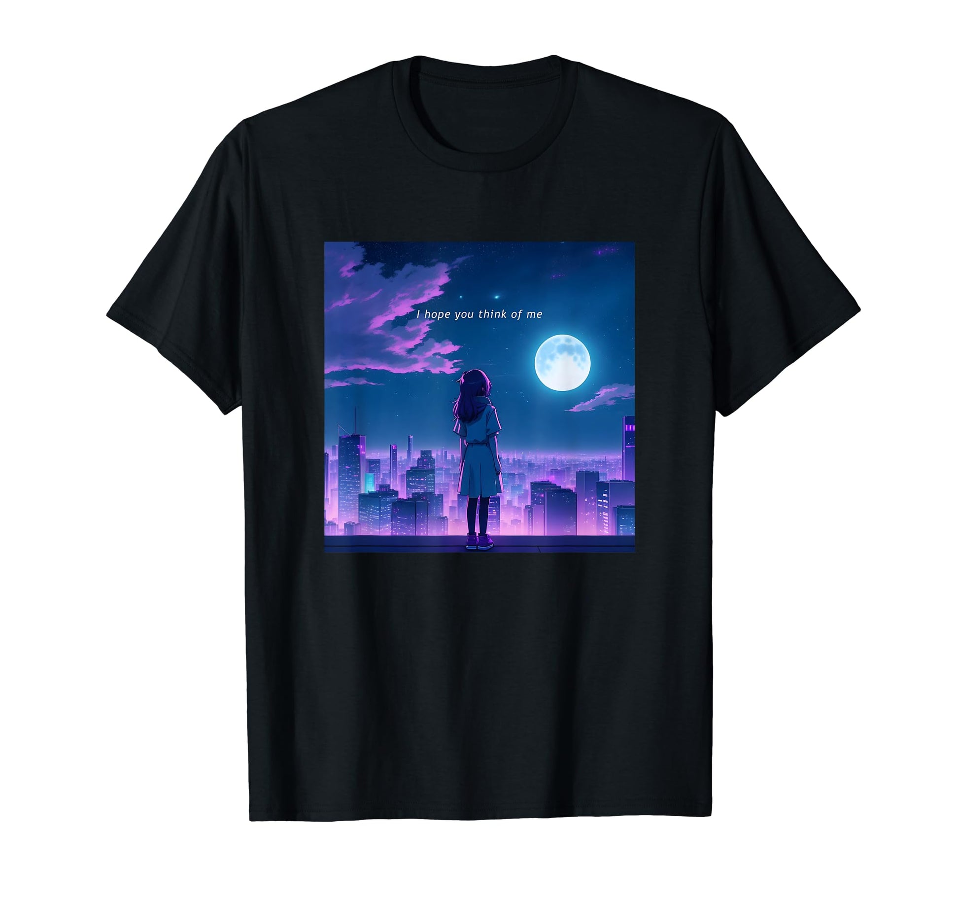 Lofi Cityscape Sad Anime 90S T-Shirt - Novelty Apparel for Adults - T-Shirt, Sweatshirt, Hoodie
