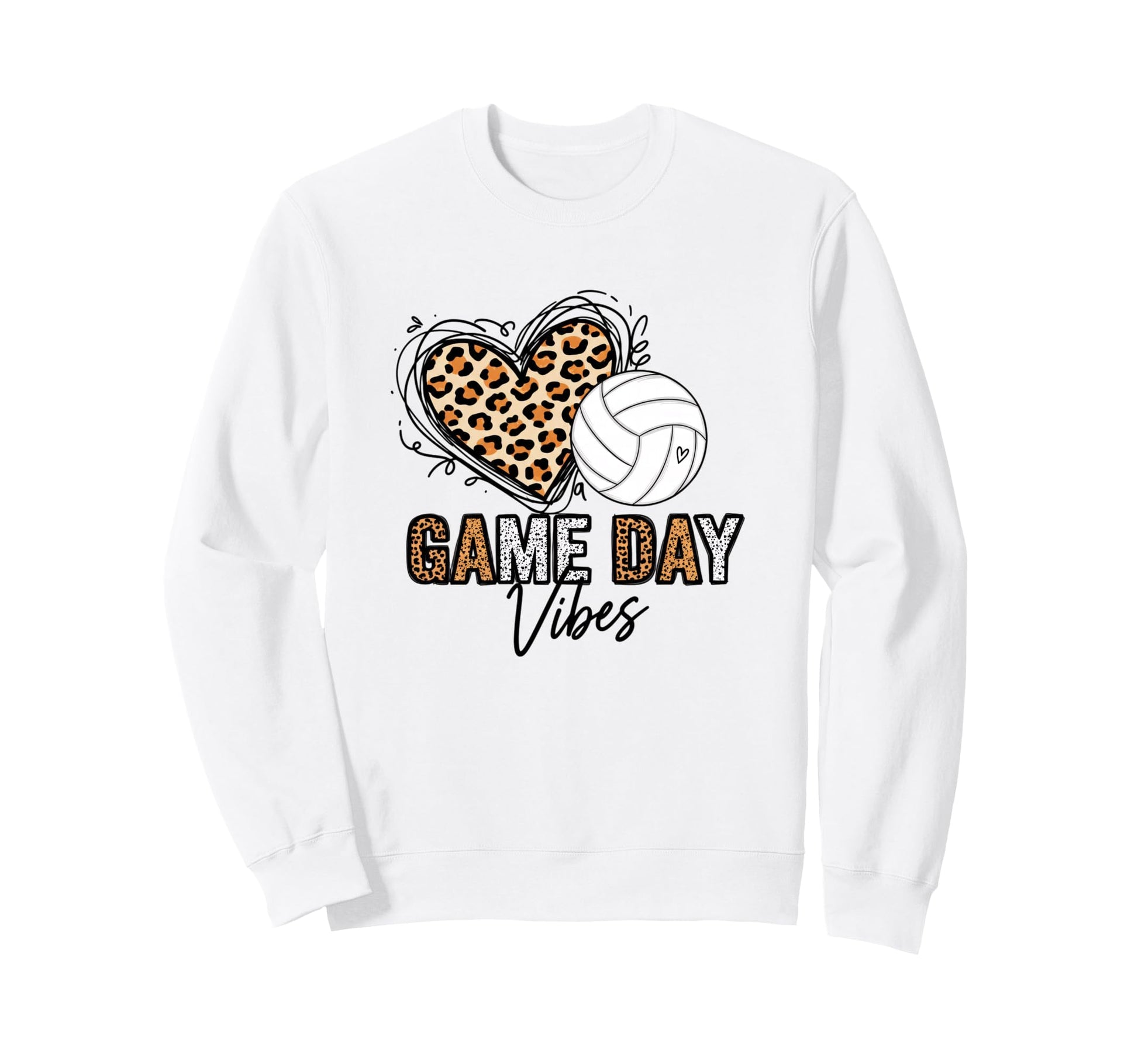 Volleyball Mom Game Day Vibes Leopard Sweatshirt - Minimalist Print Unisex - T-Shirt, Sweatshirt, Hoodie