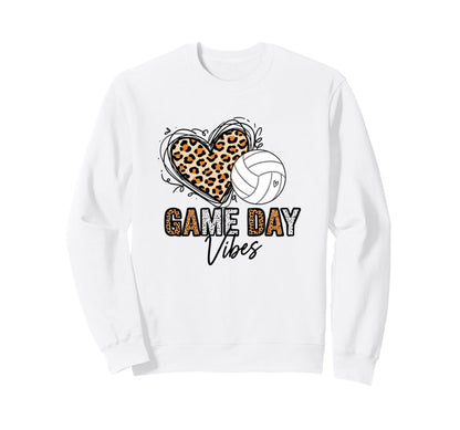 Volleyball Mom Game Day Vibes Leopard Sweatshirt - Minimalist Print Unisex - T-Shirt, Sweatshirt, Hoodie
