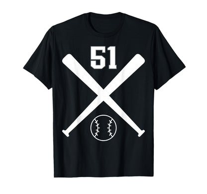 Baseball Softball Number 51 T-Shirt - Graphic Print for Adults - T-Shirt, Sweatshirt, Hoodie