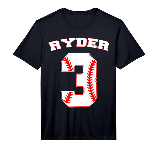 Ryder Baseball Name Three Years 3Rd T-Shirt - Unique Graphic for Adults - T-Shirt, Sweatshirt, Hoodie