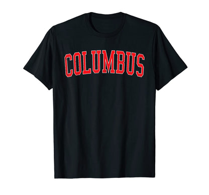 Columbus Oh Varsity Red Text T-Shirt - Graphic Print for Adults - T-Shirt, Sweatshirt, Hoodie