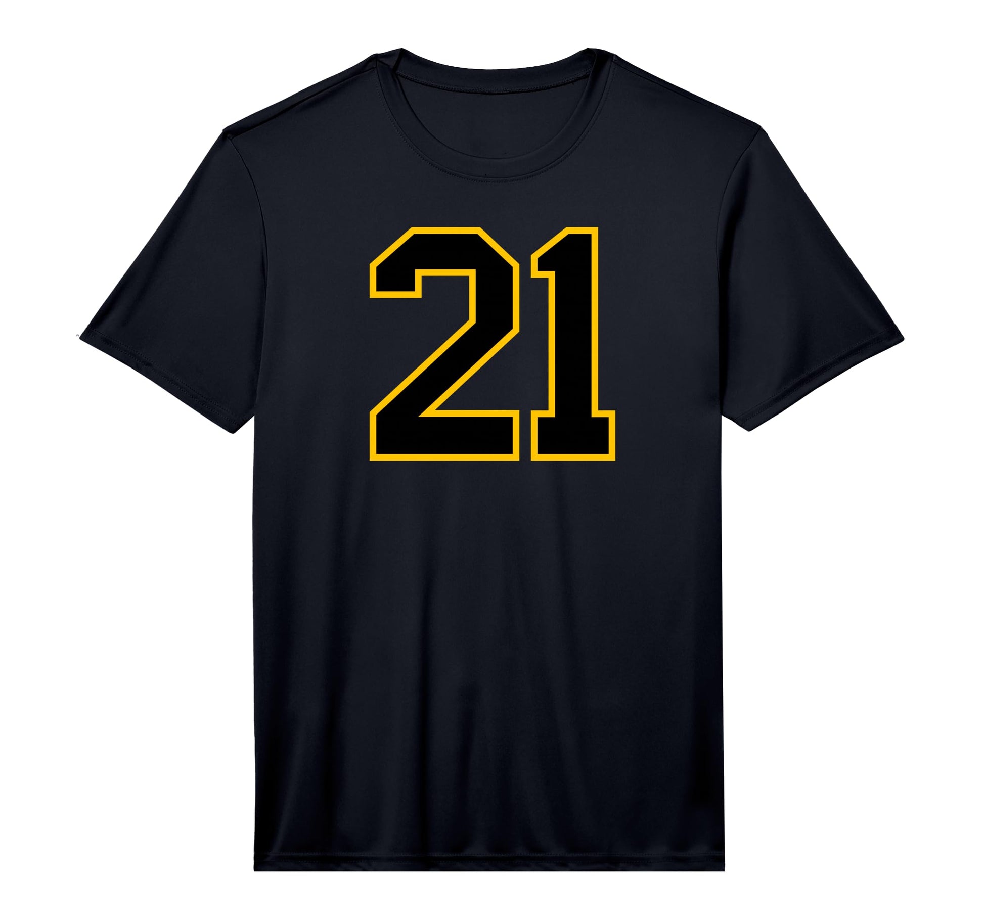 Yellow Black Sports Team Number 21 T-Shirt - Novelty Apparel for Adults - T-Shirt, Sweatshirt, Hoodie