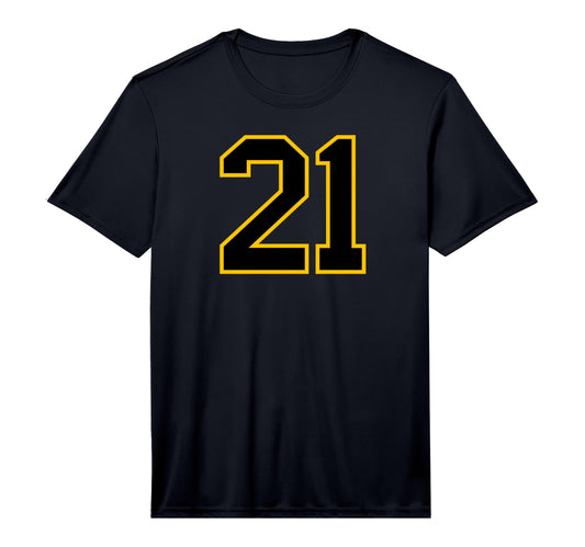 Yellow Black Sports Team Number 21 T-Shirt - Novelty Apparel for Adults - T-Shirt, Sweatshirt, Hoodie
