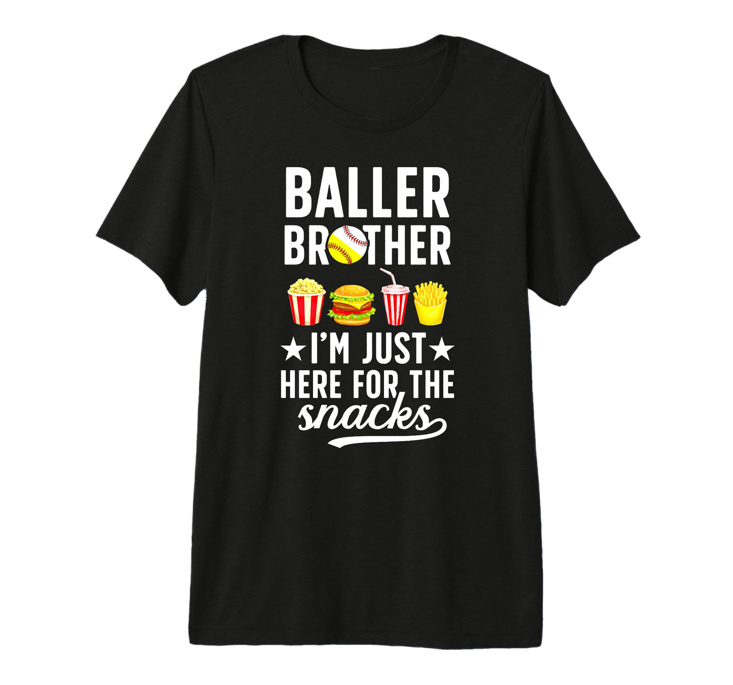 Baller Brother Here Snacks Baseball T-Shirt - Streetwear Style Unisex - T-Shirt, Sweatshirt, Hoodie