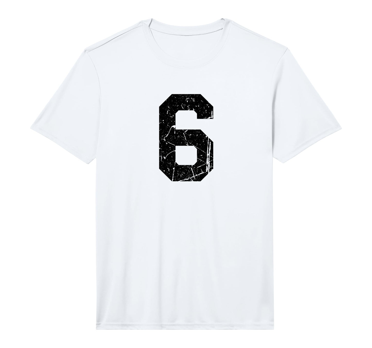 Distressed Black Sports Team Number 6 T-Shirt - Graphic Print for Adults - T-Shirt, Sweatshirt, Hoodie