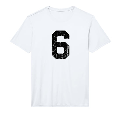 Distressed Black Sports Team Number 6 T-Shirt - Graphic Print for Adults - T-Shirt, Sweatshirt, Hoodie