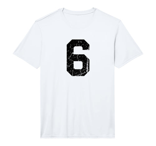 Distressed Black Sports Team Number 6 T-Shirt - Graphic Print for Adults - T-Shirt, Sweatshirt, Hoodie