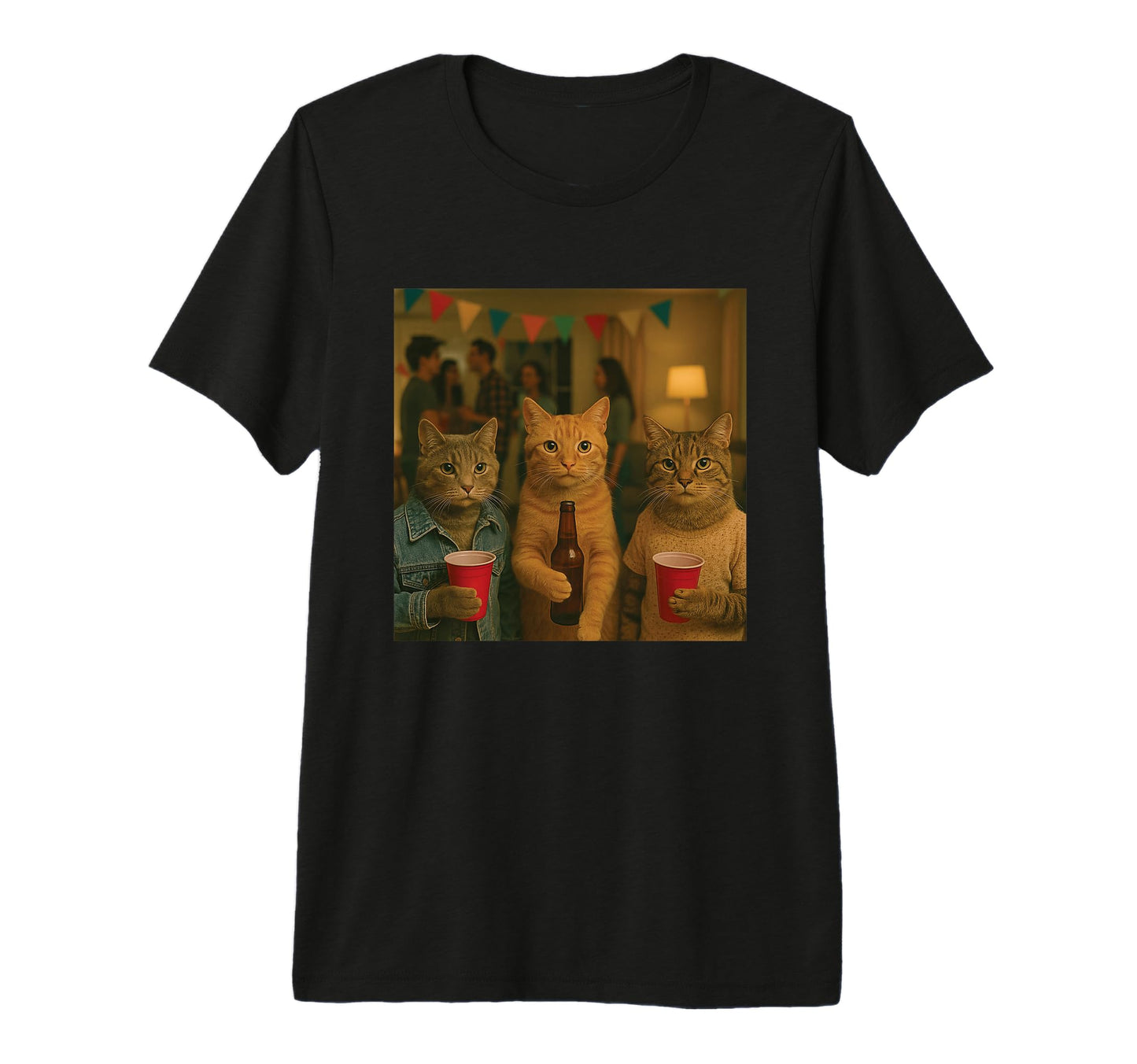 Funny Cat Party Cats Photo Funny T-Shirt - Aesthetic Graphic Men Women - T-Shirt, Sweatshirt, Hoodie