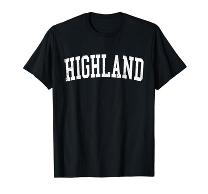 Highland Ut Distressed White Varsity T-Shirt - Unique Graphic for Adults - T-Shirt, Sweatshirt, Hoodie