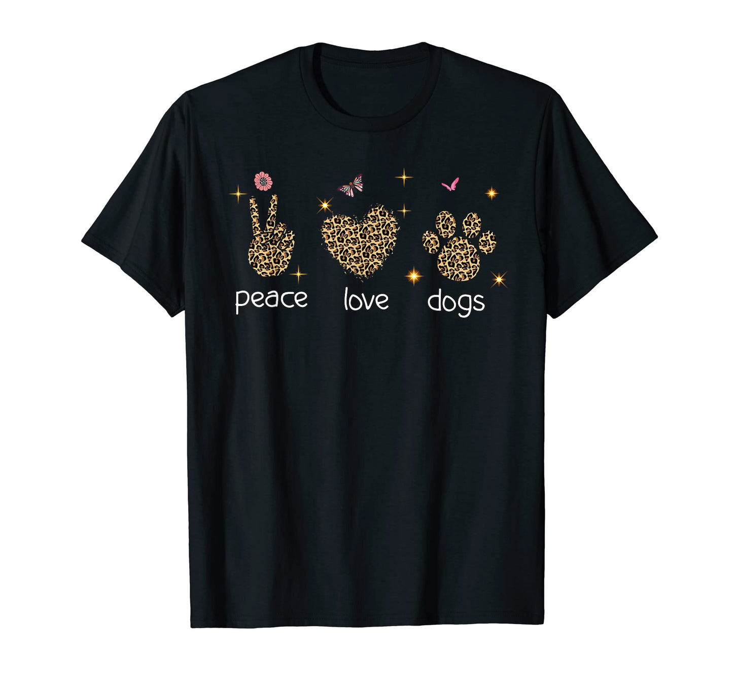 Dog Lover Peace Lover Leopard Heart T-Shirt - Custom Art Print Men Women - T-Shirt, Sweatshirt, Hoodie