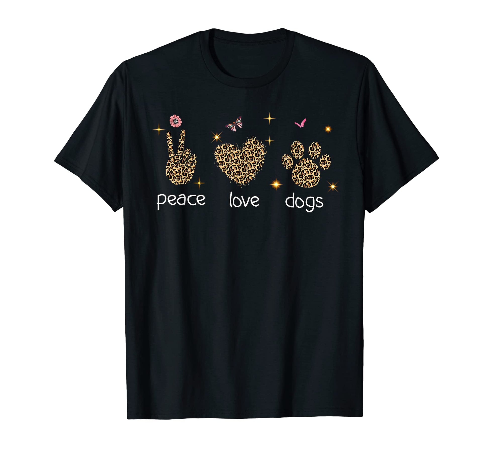 Dog Lover Peace Lover Leopard Heart T-Shirt - Custom Art Print Men Women - T-Shirt, Sweatshirt, Hoodie