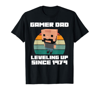Gamer Dad Leveling Up Since 1979 T-Shirt - Minimalist Print Men Women - T-Shirt, Sweatshirt, Hoodie