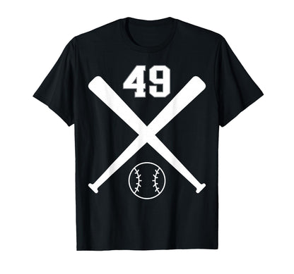 Baseball Softball Number 49 T-Shirt - Graphic Print for Adults - T-Shirt, Sweatshirt, Hoodie