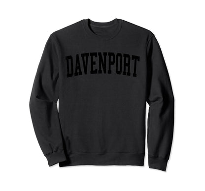 Davenport Ia Distressed Black Varsity Sweatshirt - Graphic Print Unisex - T-Shirt, Sweatshirt, Hoodie