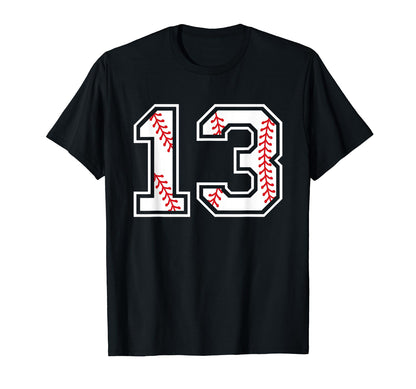 Lucky Number 13 Baseball Mom Baseball T-Shirt - Novelty Apparel for Adults - T-Shirt, Sweatshirt, Hoodie