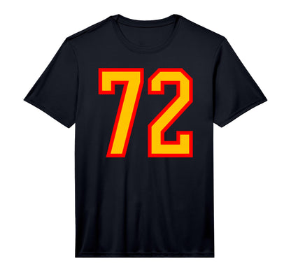 Number 72 Red Yellow Sports Team T-Shirt - Casual Everyday Wear Unisex - T-Shirt, Sweatshirt, Hoodie