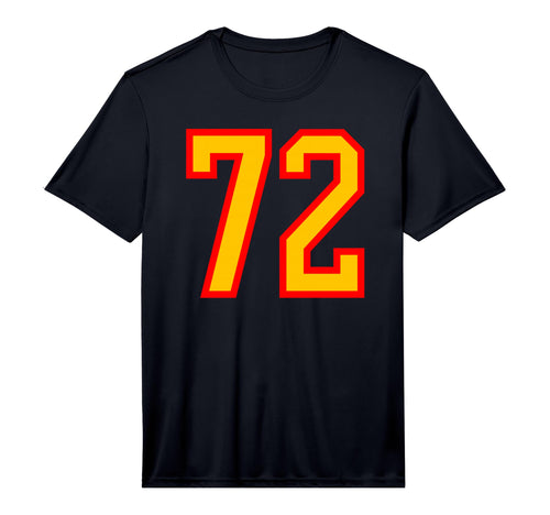 Number 72 Red Yellow Sports Team T-Shirt - Casual Everyday Wear Unisex - T-Shirt, Sweatshirt, Hoodie