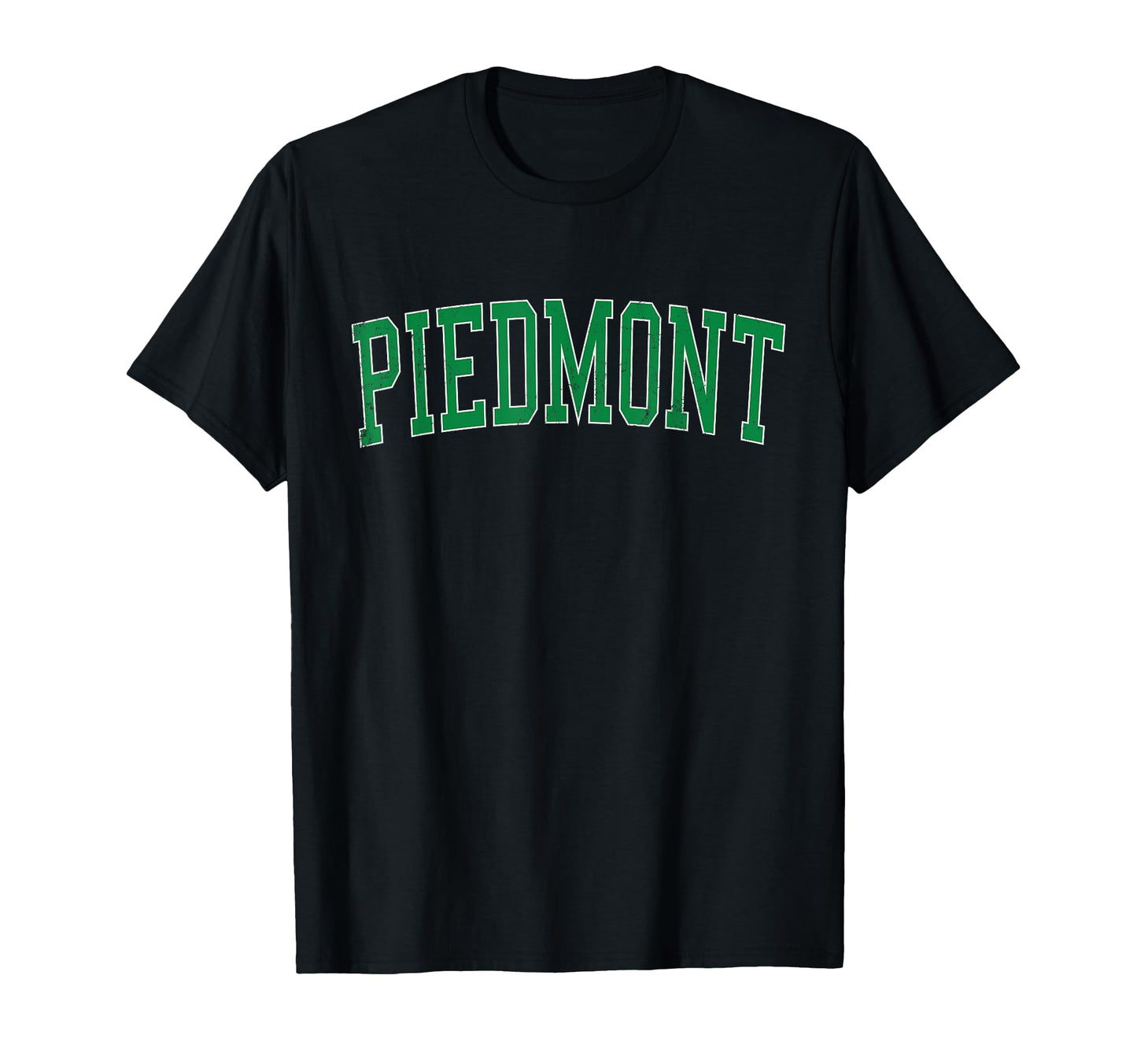 Piedmont Ca Distressed Green Varsity T-Shirt - Novelty Apparel for Adults - T-Shirt, Sweatshirt, Hoodie