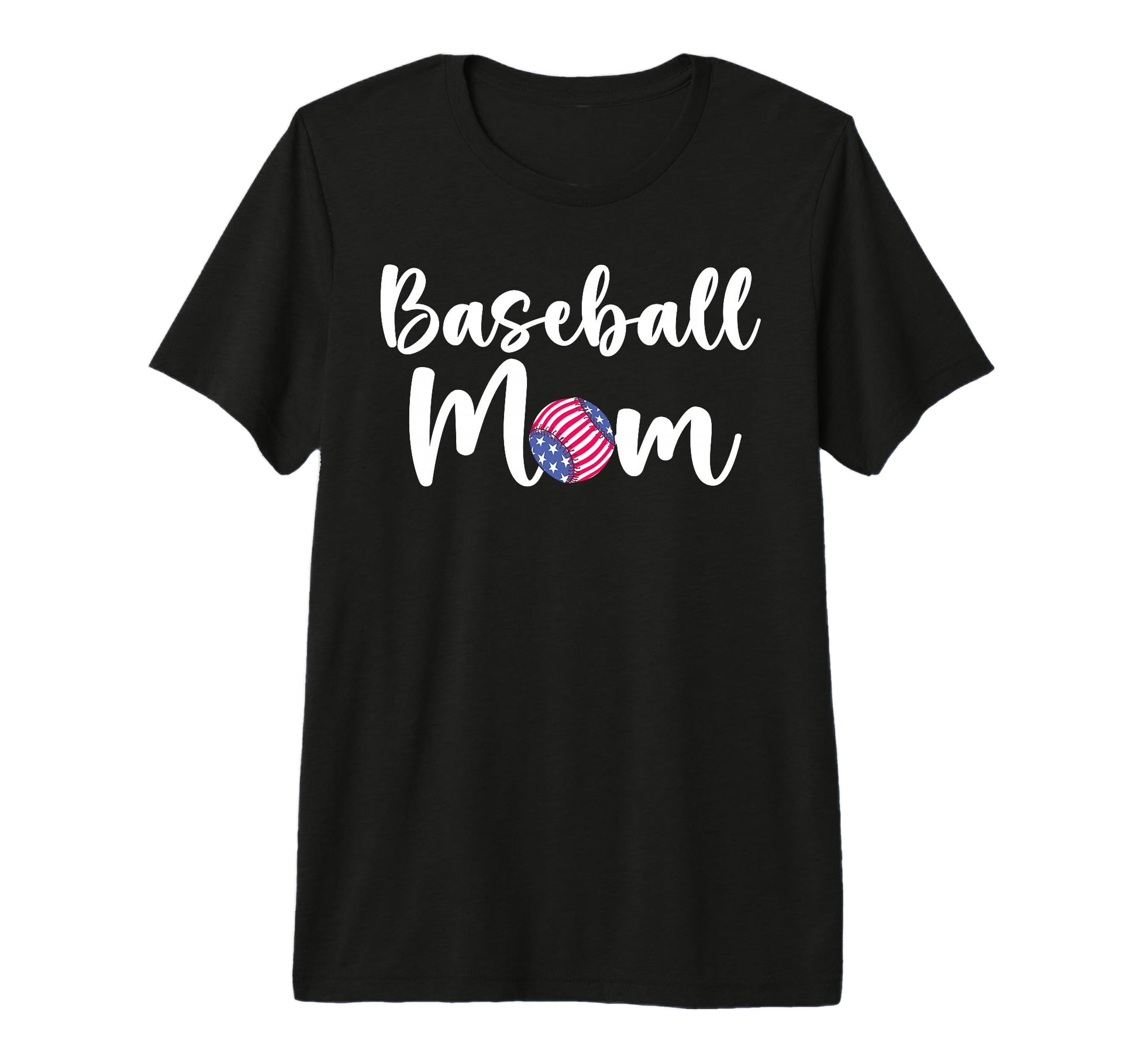 Baseball Mom Patriotic Us Flag Mom T-Shirt - Custom Art Print Unisex - T-Shirt, Sweatshirt, Hoodie