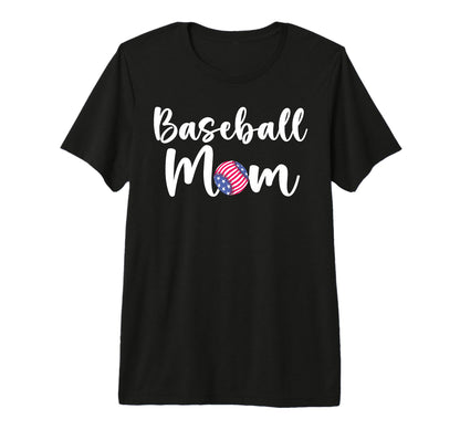Baseball Mom Patriotic Us Flag Mom T-Shirt - Custom Art Print Unisex - T-Shirt, Sweatshirt, Hoodie