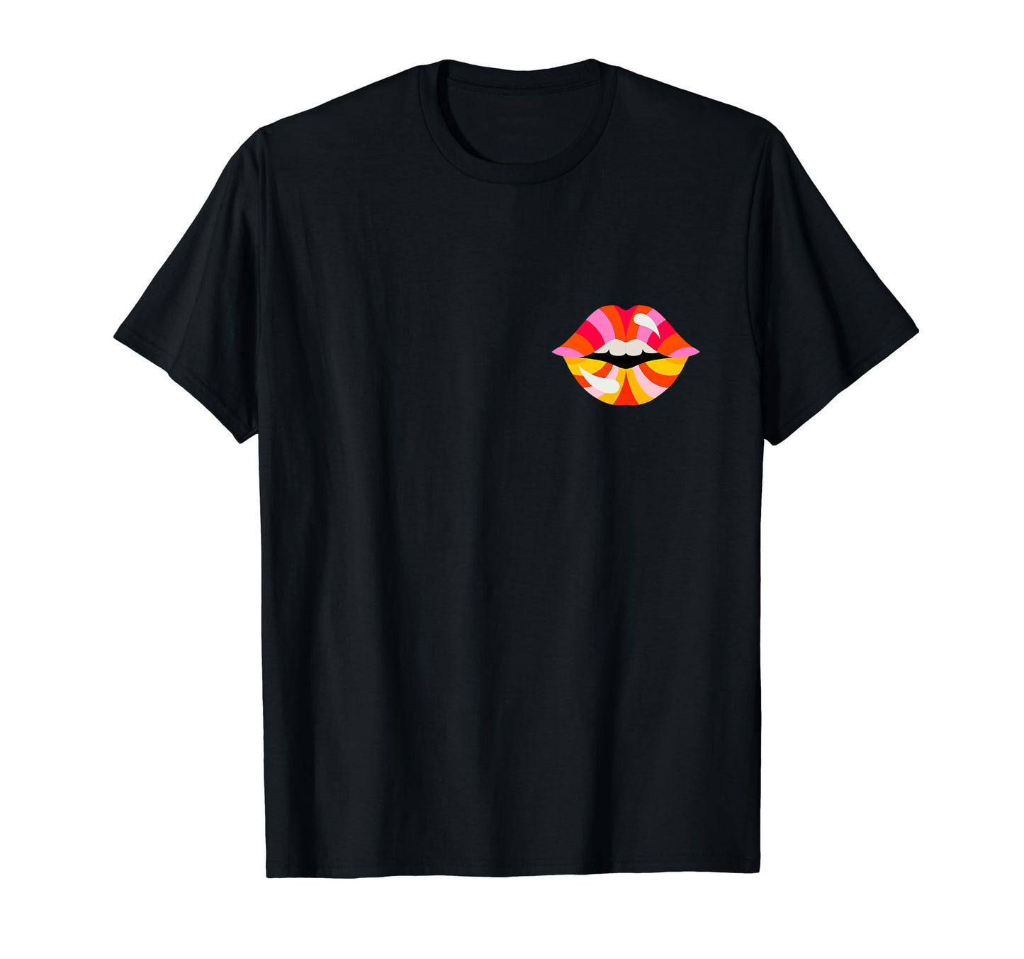 Lips Pride Day Hippie Rainbow Happy T-Shirt - Minimalist Print for Adults - T-Shirt, Sweatshirt, Hoodie