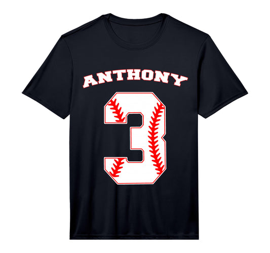 Anthony Baseball Name Three Years 3Rd T-Shirt - Graphic Print Men Women - T-Shirt, Sweatshirt, Hoodie
