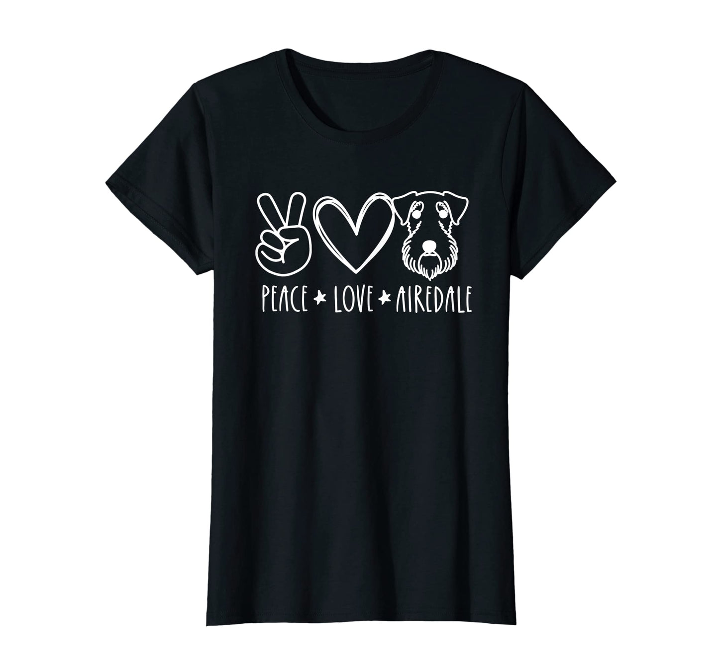 Peace Love And Airedale Terrier Dogs T-Shirt - Minimalist Print Men Women - T-Shirt, Sweatshirt, Hoodie