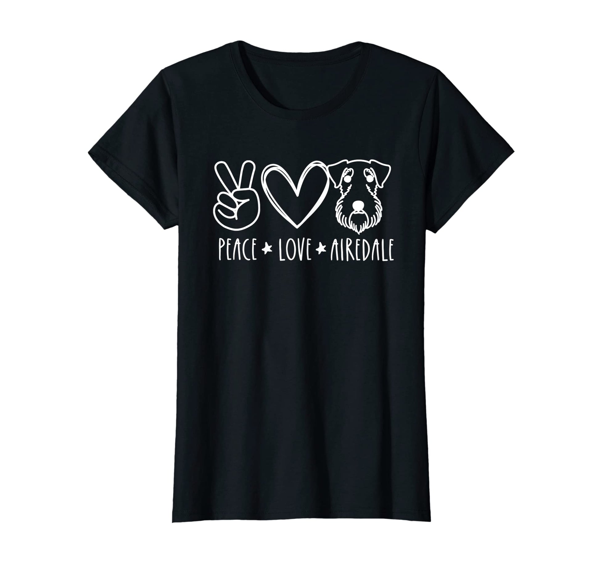 Peace Love And Airedale Terrier Dogs T-Shirt - Minimalist Print Men Women - T-Shirt, Sweatshirt, Hoodie