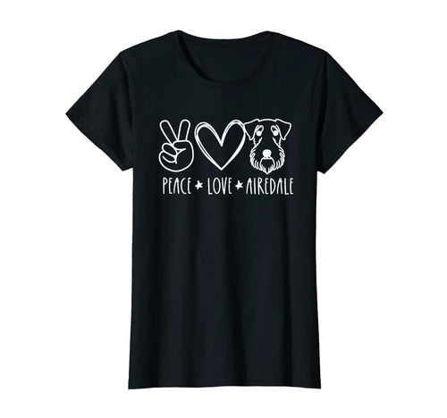 Peace Love And Airedale Terrier Dogs T-Shirt - Minimalist Print Men Women - T-Shirt, Sweatshirt, Hoodie