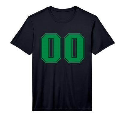 Number 00 Green Sports Team Varsity T-Shirt - Graphic Print for Adults - T-Shirt, Sweatshirt, Hoodie