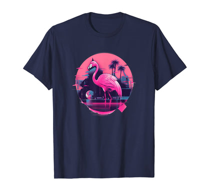 80S Flamingo Japanese Otaku Aesthetic T-Shirt - Custom Art Print Unisex - T-Shirt, Sweatshirt, Hoodie