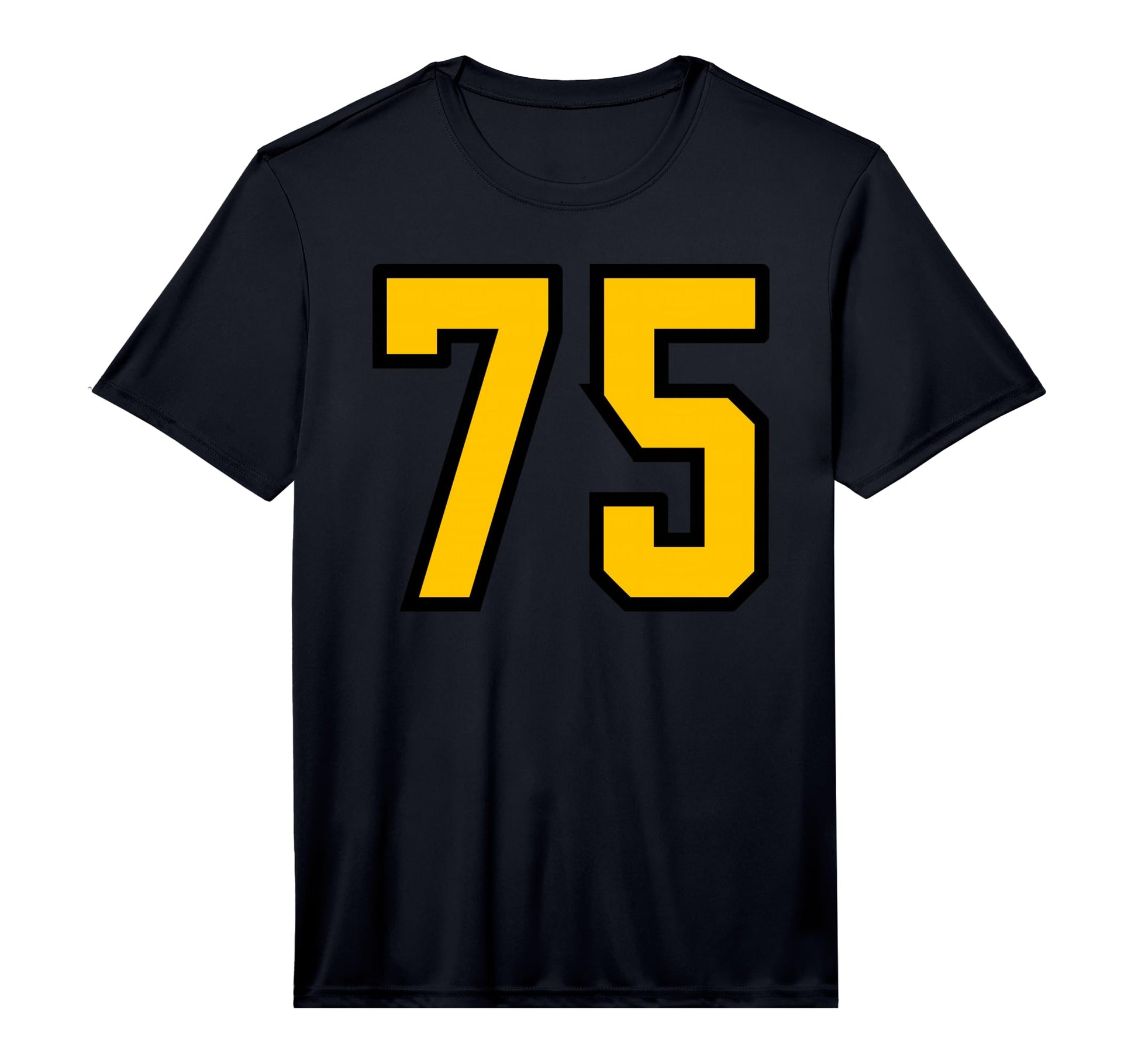 Yellow Black Sports Team Number 75 T-Shirt - Fun Novelty Design Unisex - T-Shirt, Sweatshirt, Hoodie