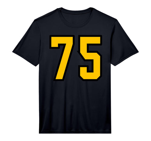 Yellow Black Sports Team Number 75 T-Shirt - Fun Novelty Design Unisex - T-Shirt, Sweatshirt, Hoodie