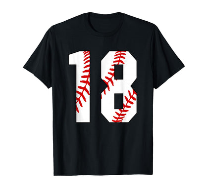 18 Baseball Mom Baseball Player Number T-Shirt - Novelty Apparel Men Women - T-Shirt, Sweatshirt, Hoodie