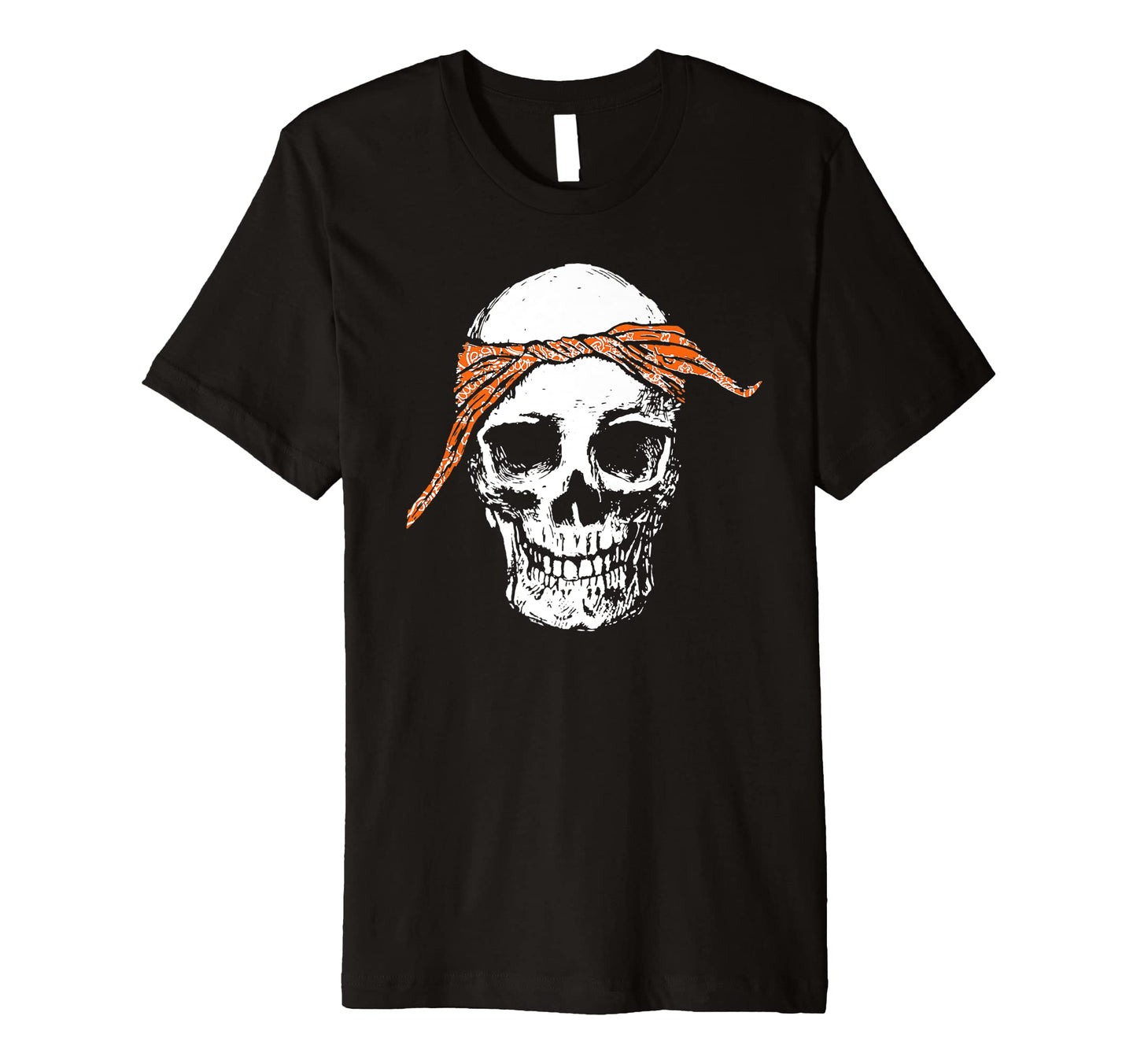 Hiphop Skull Orange Do Rag Bandana Old T-Shirt - Trendy Graphic for Adults - T-Shirt, Sweatshirt, Hoodie