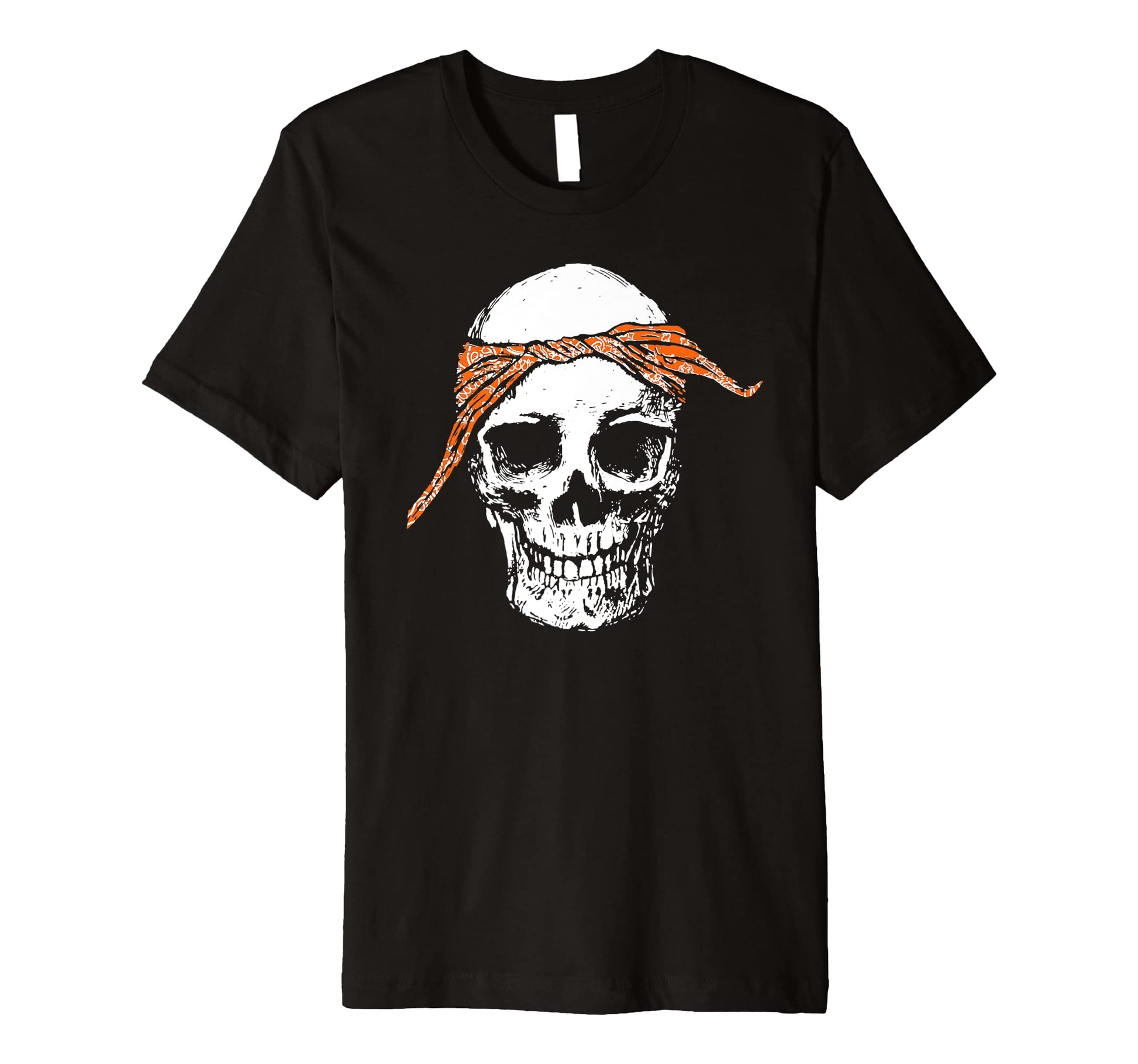 Hiphop Skull Orange Do Rag Bandana Old T-Shirt - Trendy Graphic for Adults - T-Shirt, Sweatshirt, Hoodie