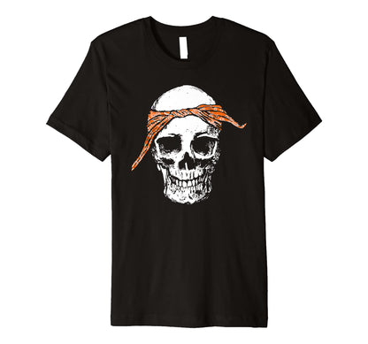 Hiphop Skull Orange Do Rag Bandana Old T-Shirt - Trendy Graphic for Adults - T-Shirt, Sweatshirt, Hoodie