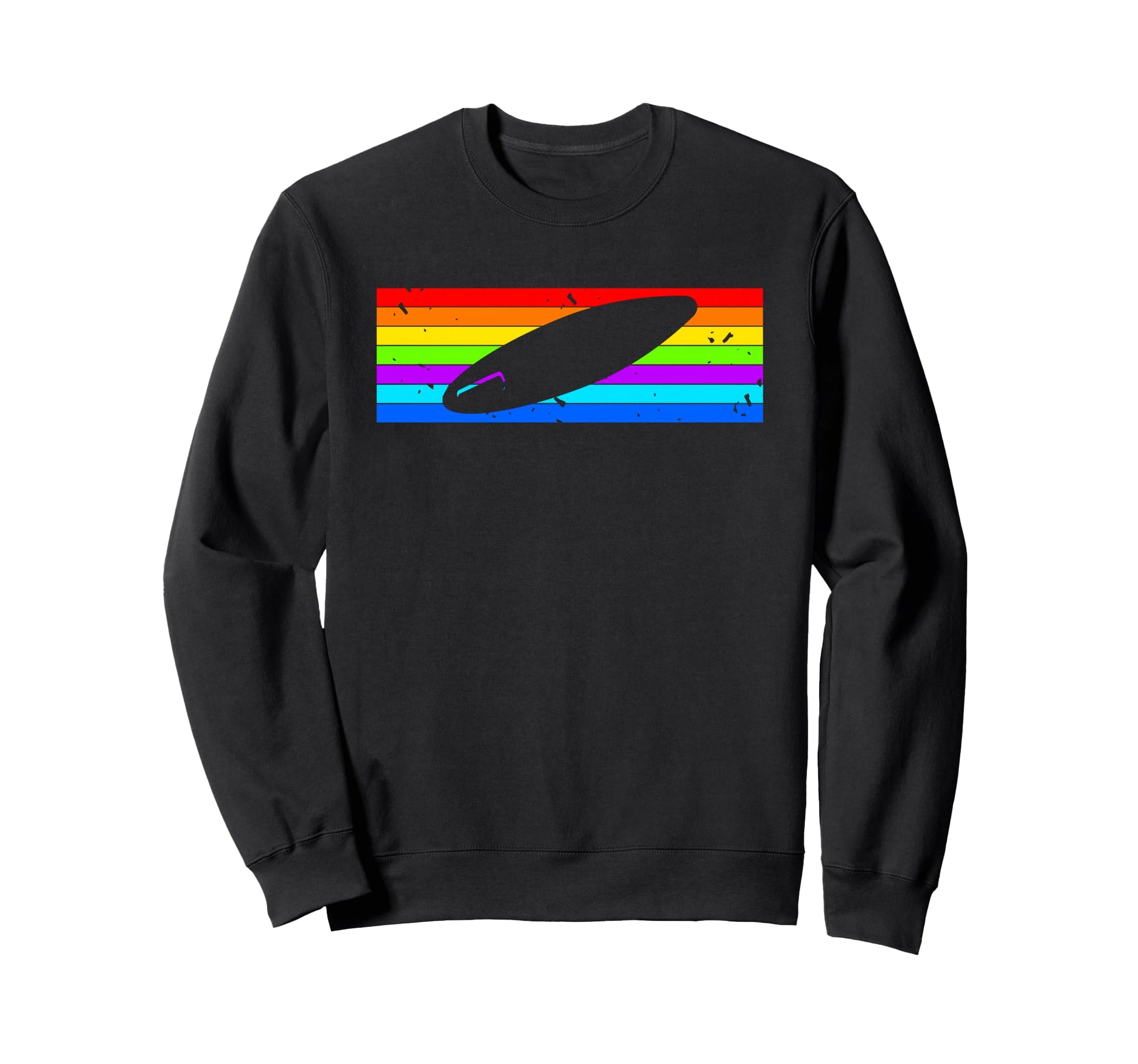 Surfboard Rainbow Stripe Ocean Sweatshirt - Fun Novelty Design for Adults - T-Shirt, Sweatshirt, Hoodie