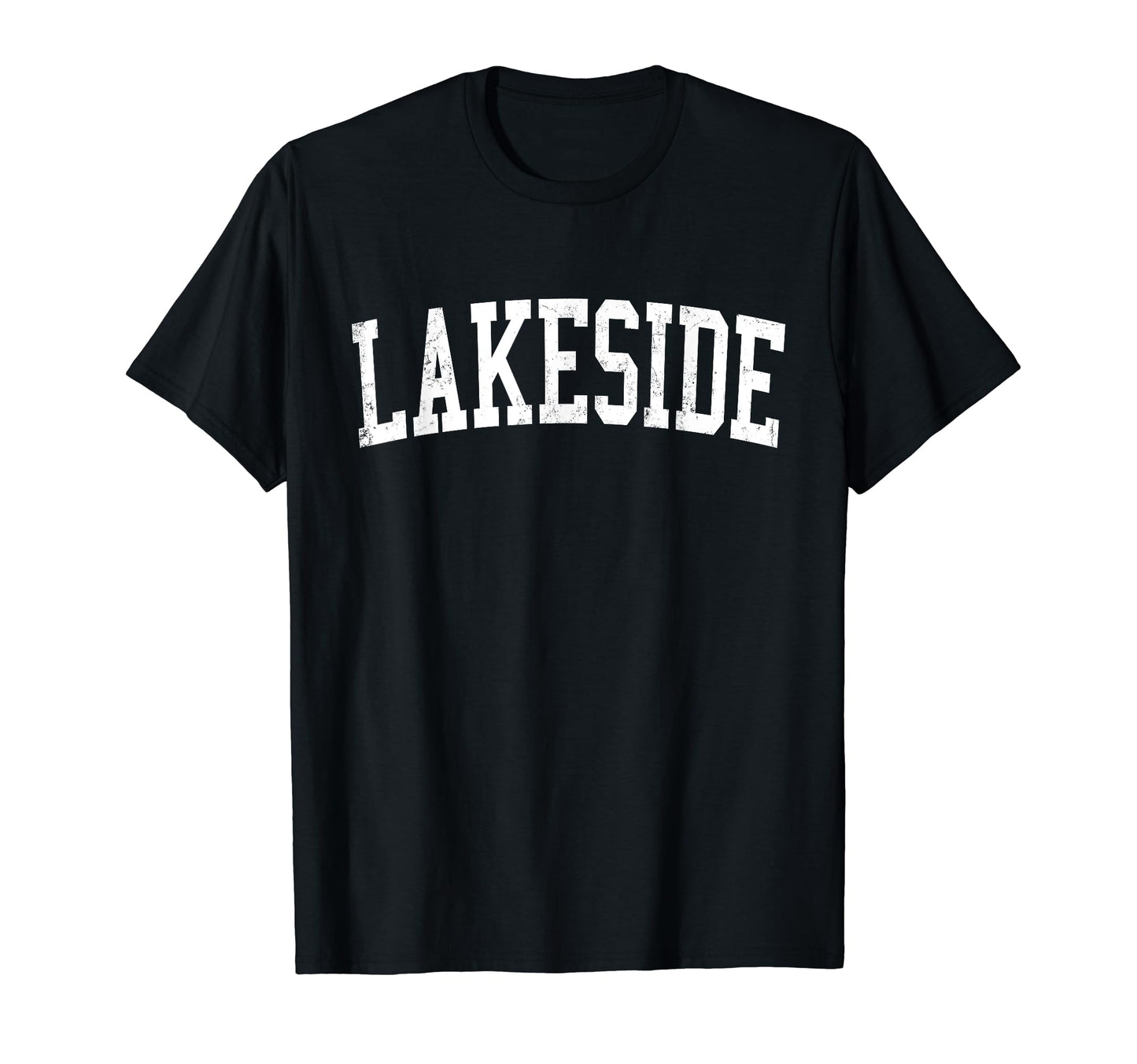 Lakeside Ca Distressed White Varsity T-Shirt - Custom Art Print for Adults - T-Shirt, Sweatshirt, Hoodie