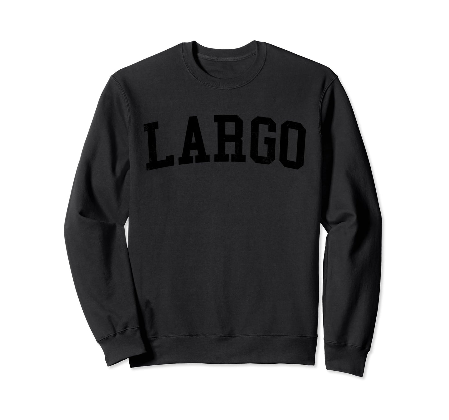 Largo Fl Distressed Black Varsity Sweatshirt - Casual Everyday Wear Unisex - T-Shirt, Sweatshirt, Hoodie