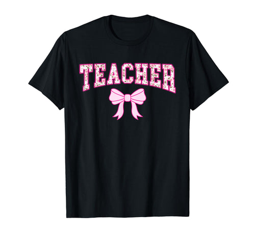 Teacher Coquette Bow Aethetic Y2K T-Shirt - Custom Art Print for Adults - T-Shirt, Sweatshirt, Hoodie