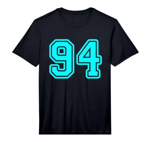 Cyan Sport Team Number 94 Performance T-Shirt - Novelty Apparel for Adults - T-Shirt, Sweatshirt, Hoodie