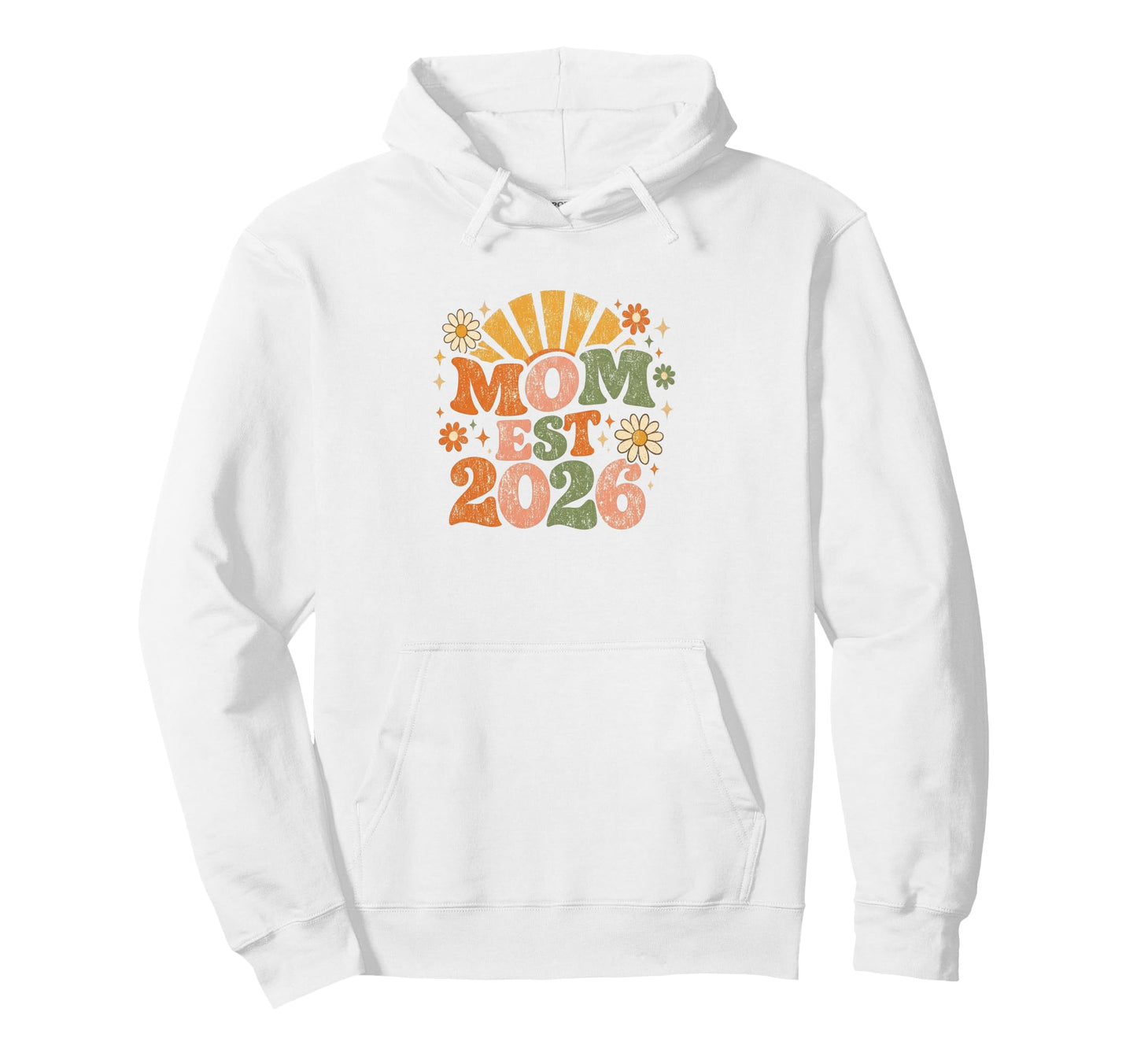 Mom Est 2026 Groovy Daisy Flower New Hoodie - Custom Art Print for Adults - T-Shirt, Sweatshirt, Hoodie