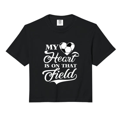 My Heart Is That Field Soccer Cheer Mom T-Shirt - Unique Graphic Unisex - T-Shirt, Sweatshirt, Hoodie